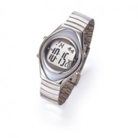 Sprechende Armbanduhr White Edition Silber mit Lederarmband